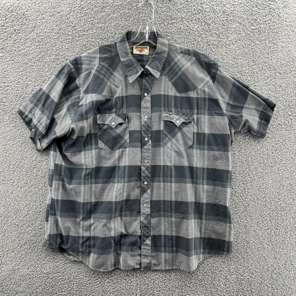Authentic Western Youngbloods Pearl Snap Short Sleeve Shirt Mens Big Man 2X Gray